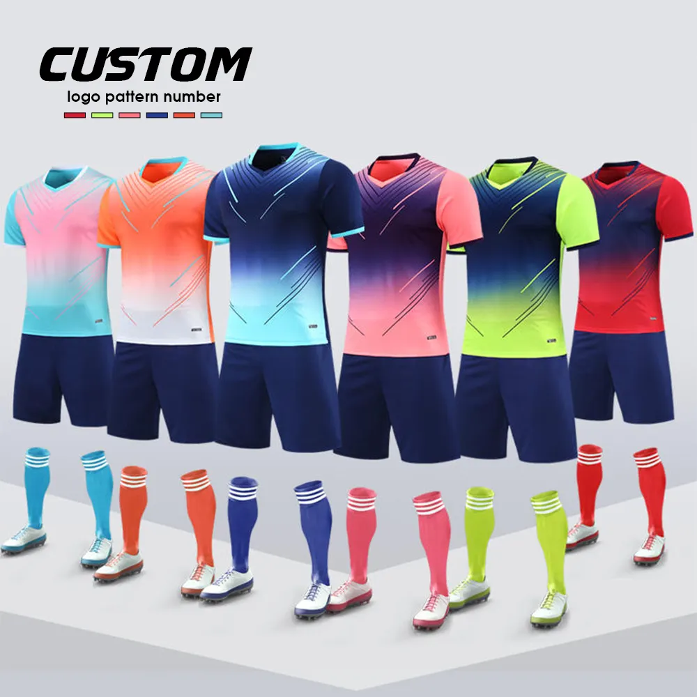 Adult Youth Football Uniforms Wholesale Sublimation Training Football Soccer Jersey Football Uniform Set