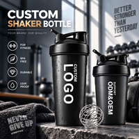 Bouteille shaker à protéines en plastique à marque privée avec boule mélangeuse, tasse shaker personnalisée pour la gym, le fitness et les sports