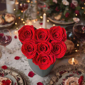 Ebedi çiçek kalp şeklinde kare akrilik hediye kutusu sevgililer günü için sarılmak kova gül gerçek çiçek hediye kutusu - Product Image 2