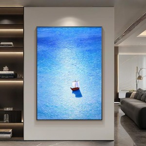 Sailboat Seascape Oil Painting Framed Metal <b>Frame</b> Modern Minimalist Living Room Sofa Background <b>Wall</b> Art Decoration - Product Image 2