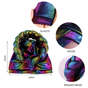 Nuevo Turbante Metálico <span class=keywords><strong>de</strong></span> Esponja para Exteriores, Estilo Africano, para Mujer, <span class=keywords><strong>de</strong></span> Poliéster, con <span class=keywords><strong>Trenzas</strong></span> Grandes, <span class=keywords><strong>de</strong></span> Lujo - Product Image 3