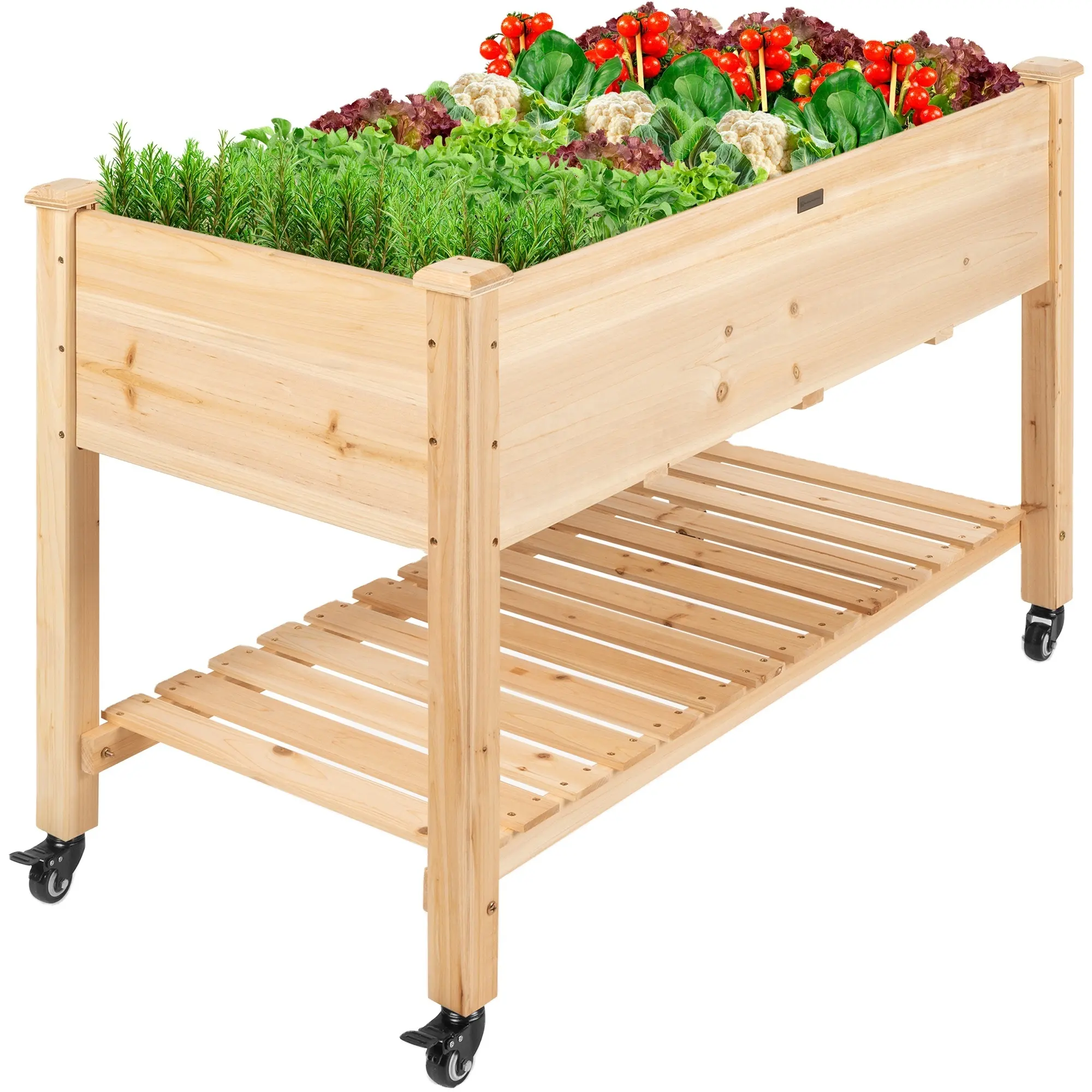 กล่องปลูกผักทรงสูงพร้อมตะแกรงปลูก,ชั้นเก็บของขนาดใหญ่เตียงไม้ยกสวนสำหรับสมุนไพร