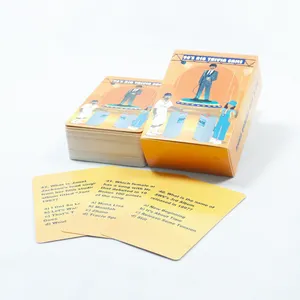 Jogo de cartas Trivia com gráficos personalizados para jogos, jogo de cartas com caixa, fabricante de cartões com perguntas, desenho personalizado