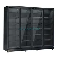 Réfrigérateur commercial à température unique, refroidissement par air, 4 portes, électrique, capacité 2000L, pour boissons énergisantes, présentoir promotionnel