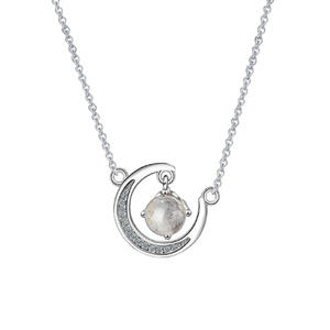 Chaîne de clavicule Collier pendentif lune en cristal rose avec boîte-cadeau et carte de message à ma mère - Product Image 6