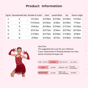 Tenue de danse latine pour filles de 6 à 16 ans, justaucorps avec gants, ensembles pour compétitions, spectacles de tango, cours de danse, vêtements de gymnastique - Product Image 6