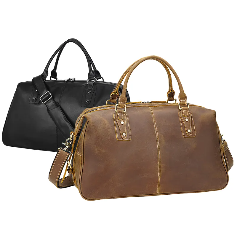High Quality Wholesale Horse Leather Duffel Bag Retro Genuine Leather Men Travel Bag Leather Luggage Bag For Men Custom Design