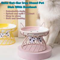 Bol d'alimentation pour chat en céramique multicolores, surélevé et amovible, facile à nettoyer, avec support en fer robuste