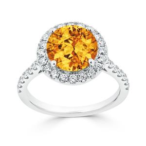 Anillo de Citrino Esmeralda para Mujer, Anillo de Citrino Ovalado para Boda, Anillo Vintage de Citrino y Diamantes - Product Image 6