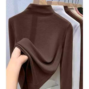 Maglia <span class=keywords><strong>Termica</strong></span> da <span class=keywords><strong>Donna</strong></span> RUICHI 230GSM 1*1 in Velluto Tedesco a Costine, <span class=keywords><strong>T</strong></span>-<span class=keywords><strong>Shirt</strong></span> Base a Collo Alto Spazzolato - Product Image 6