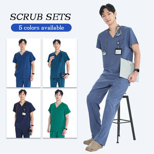 Pijamas Médicos Clásicos con Cuello en V para Hombre, Uniformes Quirúrgicos para Médicos, Uniformes de Trabajo Transpirables de Secado Rápido para Laboratorio, Veterinaria y Enfermería - Product Image 1
