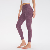 OEM Gerippte High-Waist Camouflage Yoga-Leggings mit Taschen, Schnelltrocknend, Atmungsaktiv, Leicht, aus Spandex/Polyester für
