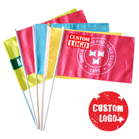 Banderas Mini Portátiles de Poliéster Ecológicas Personalizadas al por Mayor, 14x21cm, con Mangos de Plástico para Agitar en el Coche, Diseño Digital