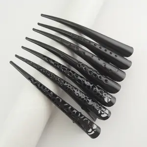 Clipe de jacaré preto para cabeleireiro, flor de metal com grampos para secção de cabelo de salão de beleza para mulheres, cabeleireiro com 13cm