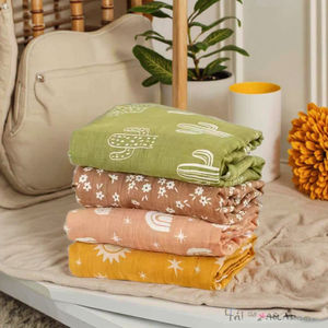 Manta de bebé de muselina de algodón de bambú con impresión personalizada y etiqueta OEM, manta transpirable para recién nacido, ropa de cama cómoda para bebé - Product Image 1