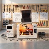 Multi-materiaal 1200W 4040 mini-vezellaser snijmachine voor het snijden van koolstofvezel, keramische platen, mica, schelpen en alle dunne metalen platen
