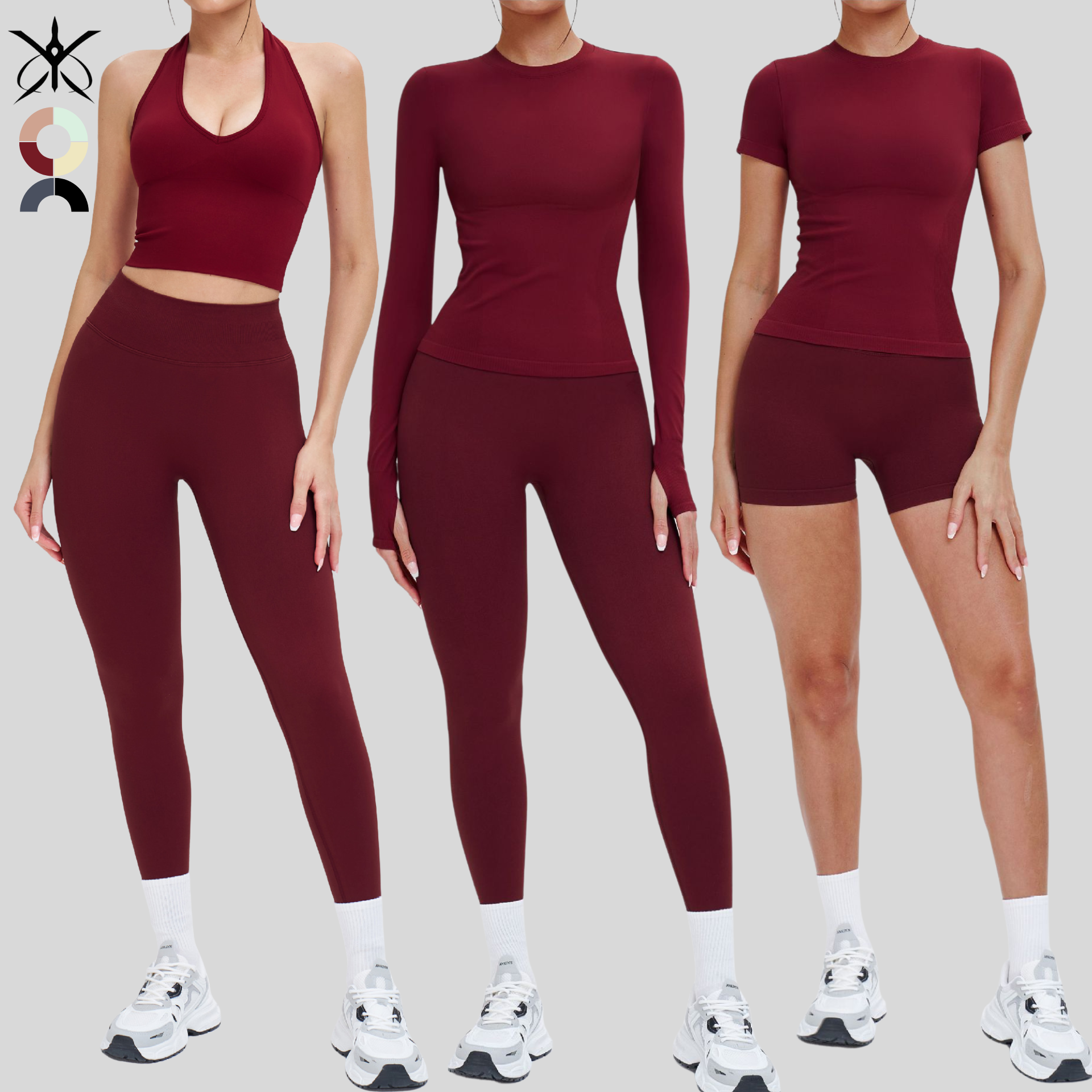 Breathable Seamless Solid Front Activewear Set High-Waisted Comfortable Yoga Clothes Quick-Dry Four-Way Stretch Outdoor Casual