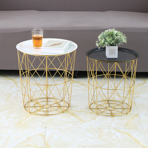 Cesta de Metal geométrica <span class=keywords><strong>minimalista</strong></span> y moderna de estilo nórdico, cesta de almacenamiento para decoración del hogar con bandeja - Product Image 2