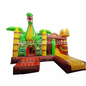 Slayt Combo Bouncy kale parti Jumper çocuklar açık oyun ile şişme dinozor tema sıçrama ev satılık