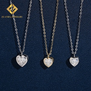 Collar de Plata 925 con Dijes de Corazón y Moissanita, Joyería Moderna con Certificado GRA, Regalo para Mujer - Product Image 6