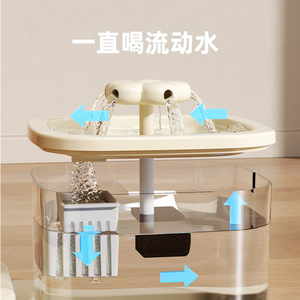 Comedero y bebedero para gatos 2 en 1, dispensador automático con agua circulante para gatos, color blanco luna. - Product Image 5
