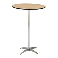 Table de bar ronde haute en panneaux de bois modernes pour usage hôtelier avec taille personnalisable