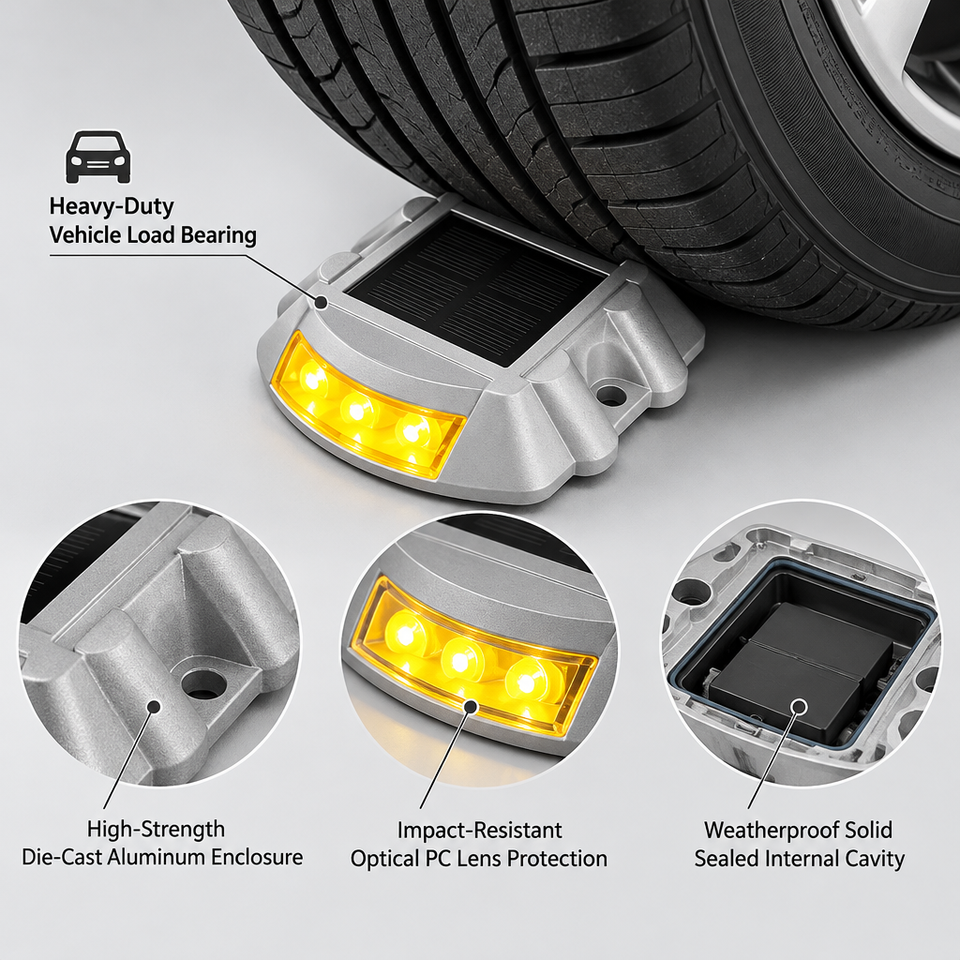 Cat Eye Aluminum Solar LED Road Stud Flashing Warning Light IP68 ...