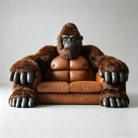 Fauteuil Gorille en Fibre de Verre, Similicuir Écologique, Modélisation Réaliste, Idéal pour Appartement Moderne, Salle de Sport, École, Centre Commercial, Décoration de Salon