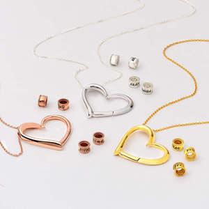 Engraved Custom Made Whole Sell Big Heart Pendant with Engraved Laser <b>Name</b> Beads for Personalized Stainless Steel Necklace - Product Image 4