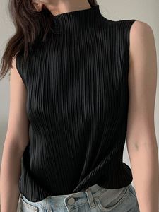 Gilet da donna Miyake plissettato casual elegante alla moda a tinta unita con collo alto <span class=keywords><strong>senza</strong></span> <span class=keywords><strong>maniche</strong></span>, nuovo top traspirante estivo 2026 - Product Image 5