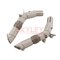 Downpipe Knalpot SKYLEY SS304 Stainless Steel untuk Ferrari SF90 3.9T V8 2019-2023 Pipa Lurus dengan Pelindung Panas