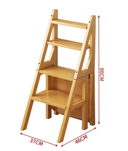 Đa chức năng gấp thang Phân sáng tạo cầu thang phân <span class=keywords><strong>4</strong></span> lớp tre gấp bước Phân bốn bước Thang ghế - Product Image 6