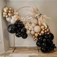 Kit d'arche de guirlande de ballons en latex noir et or rose de luxe avec confettis pour la décoration de fête de mariage, anniversaire