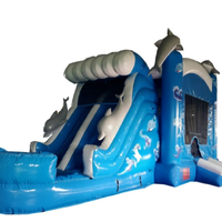 Château gonflable géant en forme de dauphin de la jungle, 6x4m, pour familles, adultes et enfants