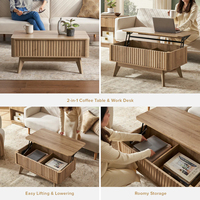 Ensemble de 2 meubles scandinaves en chêne naturel : Meuble TV et table basse, console multimédia cannelée pour salon, usine OEM ODM