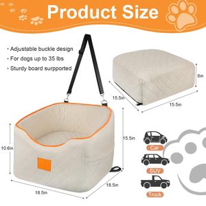 Fabricant de sièges de voiture pour chiens Booster Memory Foam Pet Siège de sécurité de voyage jusqu'à 35 Lbs Housse amovible lavable - Product Image 2