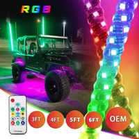Antenne lumineuse à LED 4wd 2 3 4 5 6ft Rgb Antenne lumineuse à LED Whip Rock Flag Pole Remote Truck Lights Australian