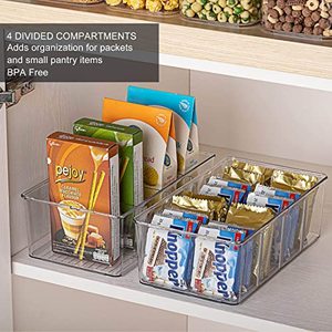 Organisateur de rangement alimentaire en plastique moderne à 4 compartiments pour cuisine, boîte de rangement pour garde-manger en PET avec séparateurs amovibles pour sachets et pochettes - Product Image 4