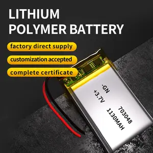 Vente en gros 703048 batterie lipo rechargeable 3.7v batterie li-polymère 1130mah 703048 batterie au lithium polymère