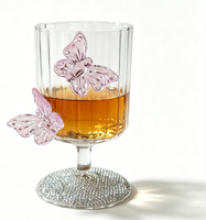 Gobelet en verre décoratif transparent Panda avec strass pour vin, champagne, cocktail, décoration de table à la maison, cadeau