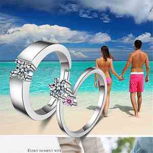 Free Size <b>Adjustable</b> <b>Silver</b> Couple <b>Ring</b> for Wedding Engagement Jewelry Diamond <b>Ring</b> Crystal <b>Rings</b> for Couple Lover - Product Image 3