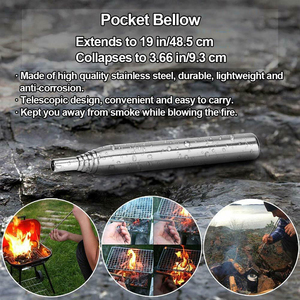 Soplador de Fuego Extensible de Bolsillo para Supervivencia, Herramienta para Fogatas, Tubo Soplador de Fuego <span class=keywords><strong>y</strong></span> Tubo de Soplado Ligero de Acero Inoxidable para Picnic - Product Image 6