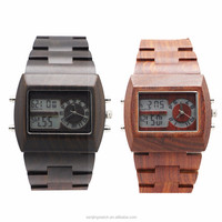 Montres carrées en bois écologiques tendance pour hommes, boîtier en bois naturel, mouvement japonais PC21, montre à quartz, directement de l'usine.