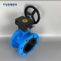Vanne papillon à bride D341X-16Q DN100 en fonte ductile, actionnée par engrenage à vis sans fin, avec siège EPDM pour système de refroidissement urbain