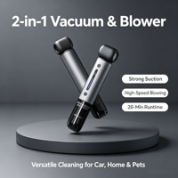 Souffleur d'air comprimé sans fil 2-en-1 avec double moteur brushless 130000 tr/min, 200g, pour PC, clavier et voiture