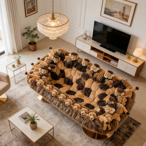 Poltrona Girevole Moderna Unica a Forma di Leone in Tessuto Soffice per Arredamento Soggiorno - Product Image 2