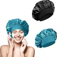 Topi Bonnet rambut noda sutra Logo kustom dengan pita lembut elastis kecantikan topi mandi lembut penutup kepala tidur malam Satin