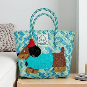 <span class=keywords><strong>Bolso</strong></span> de mano de mimbre con diseño de cachorro de dibujos animados para niños, con asa de bambú, gran capacidad, para exteriores - Product Image 2