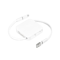 Câble de charge USB rétractable 4-en-1 à charge rapide avec logo personnalisé, universel pour plusieurs appareils, gadget USB promotionnel