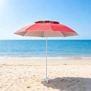 Parasol de plage et de jardin promotionnel de 150 cm à double toit, avec logo personnalisé, baleines en fibre de verre argentées - Product Image 1